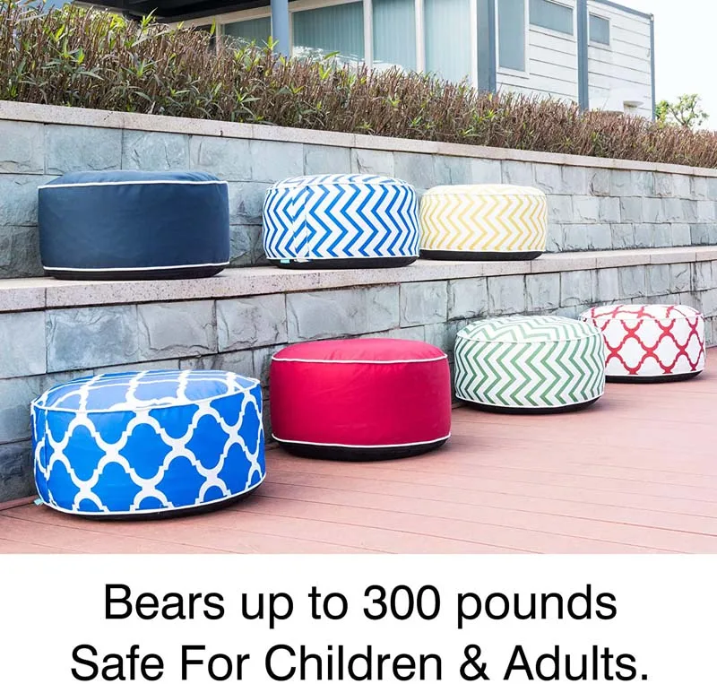  Outdoor Inflatable Round Stool Chair with Portable Air Pump Foot Rest for Patio Garden