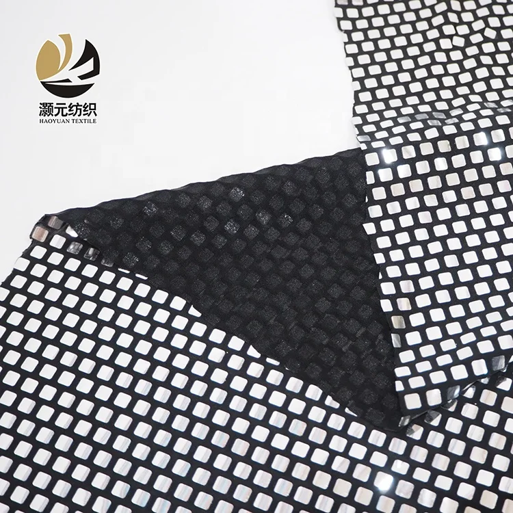High quality nice designs 100 polyester fabric knitting sequin fabric for women show dress