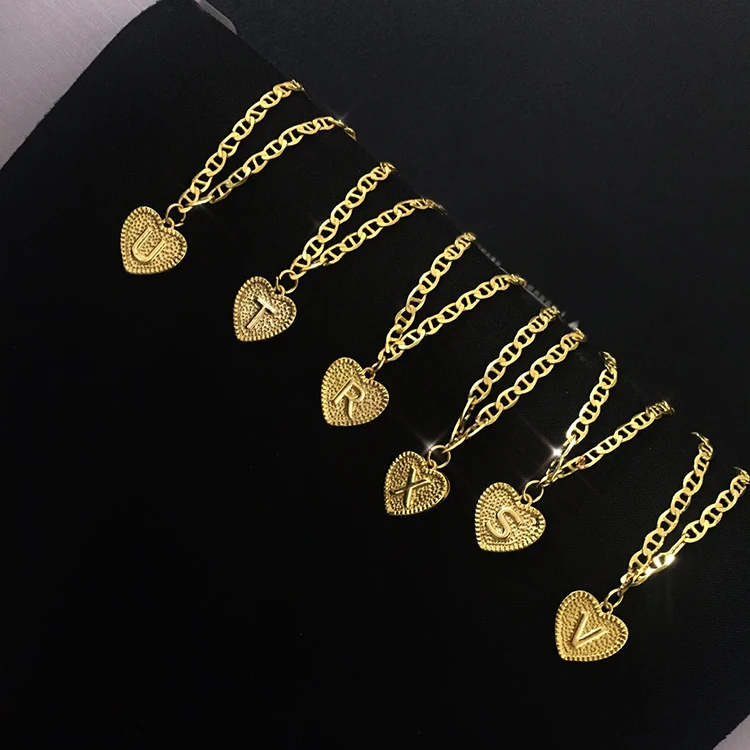 Wholesale Gold Plated Heart Shape Cuban Foot Chain Alloy Initial Name Anklet 26 Letter Initial Anklet