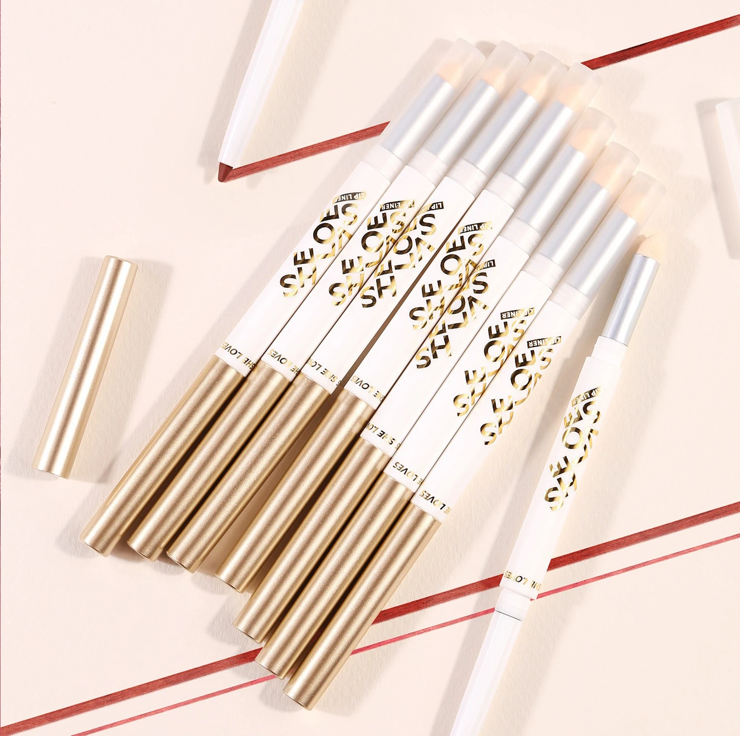 Wholesale creamy lip liner highly pigmented natural Private brand waterproofing lipliner 8 colors lip liner