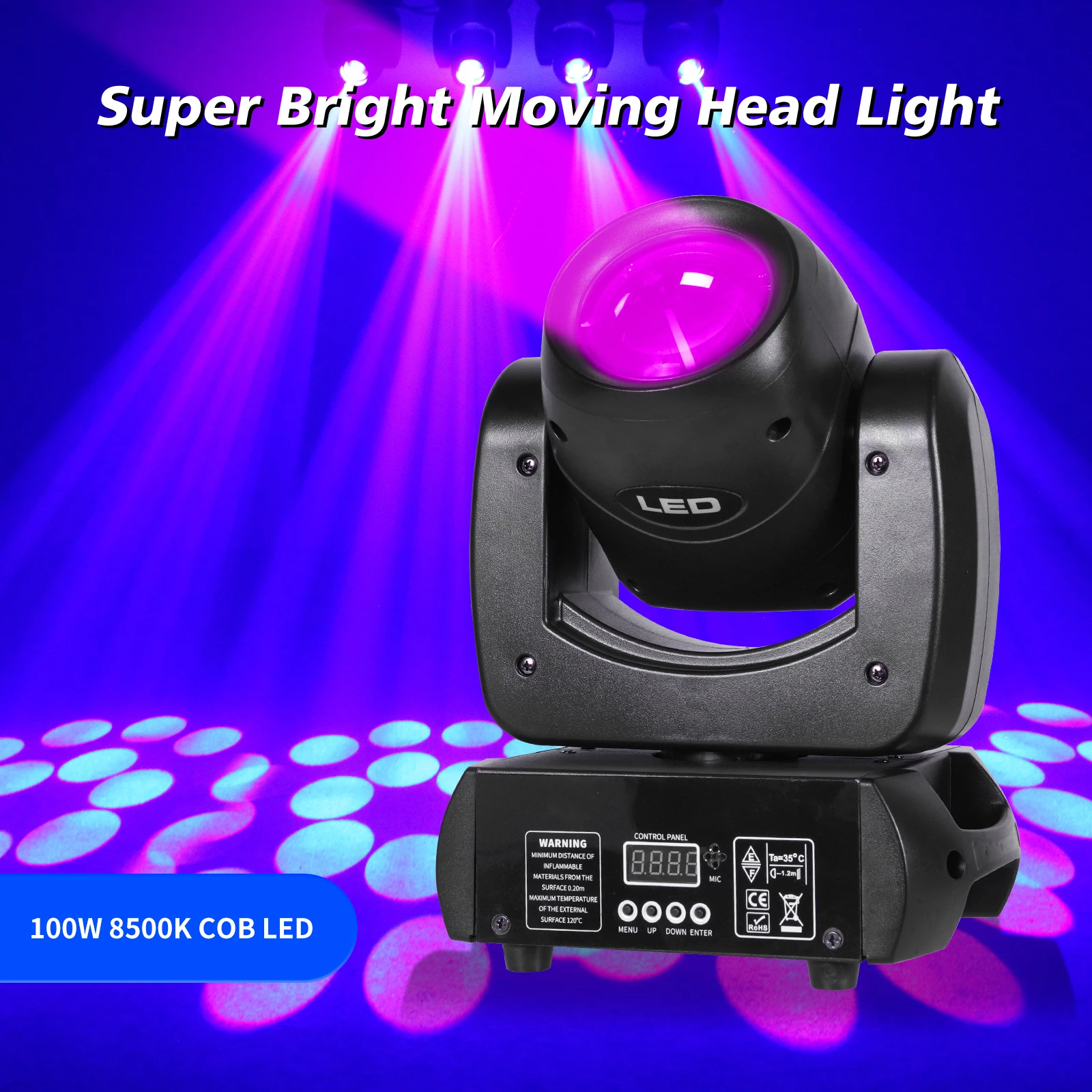 100W LED Beam Gobo Moving Head Stage Light Dazzling Effect DMX for Club KTV Disco DJ Party Lighting