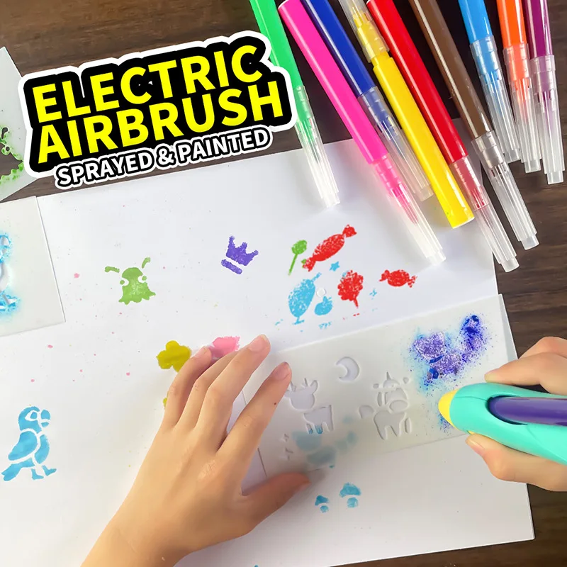 2024 OEM Rechargeable Electric Spray Pen Washable Painting Graffiti Pen for Kids