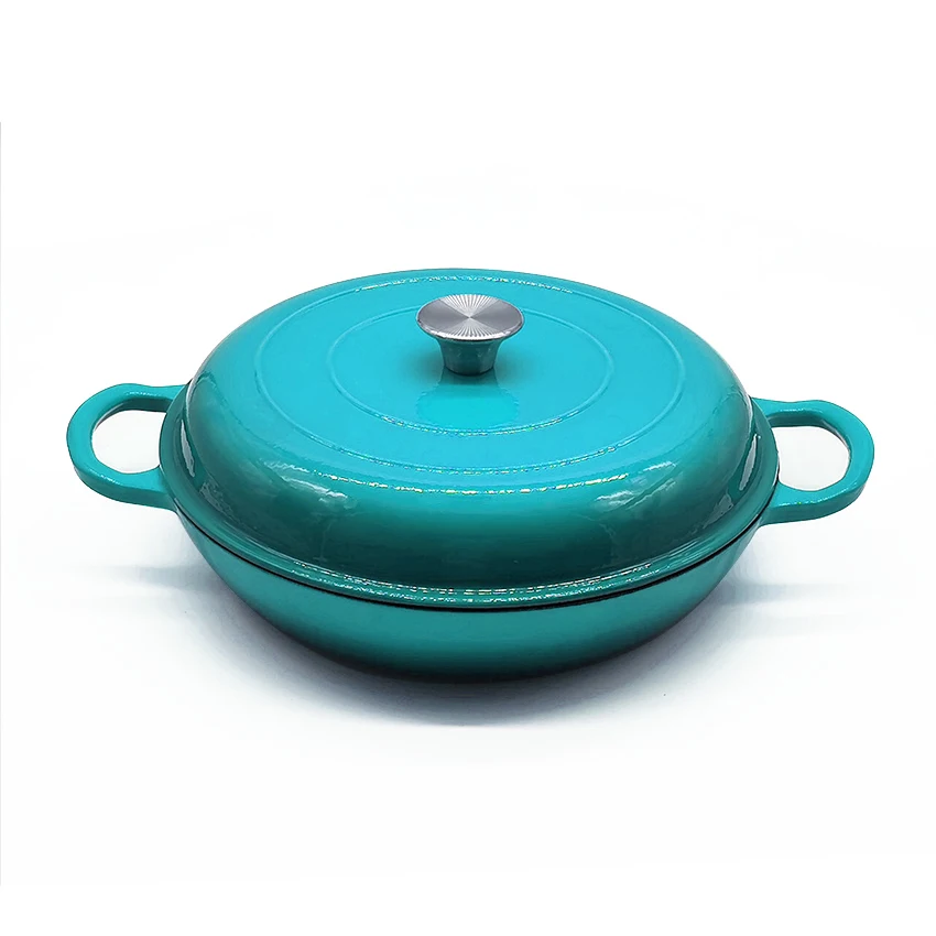 Cast Iron Cookware Casserole Enamel Cast Iron Round Shallow Casserole Dishes cCooking Pot Braisers Wholesale