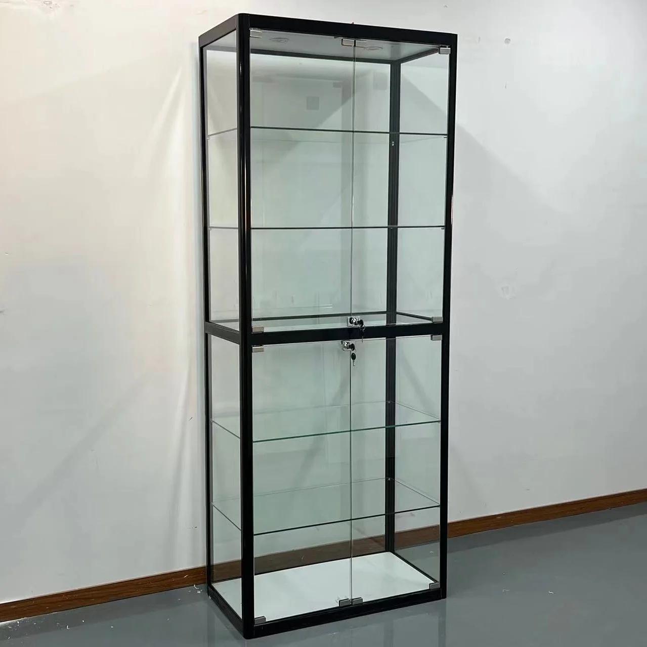 KEWAY Custom Store 70 Inch Full Vision Glass Display Cabinet showcase
