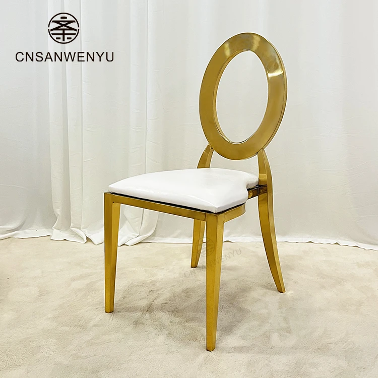 wholesale Round O Back Stainless Steel Gold Wedding Rental Dining Chair in Rose Gold or Brass Gold party chairs