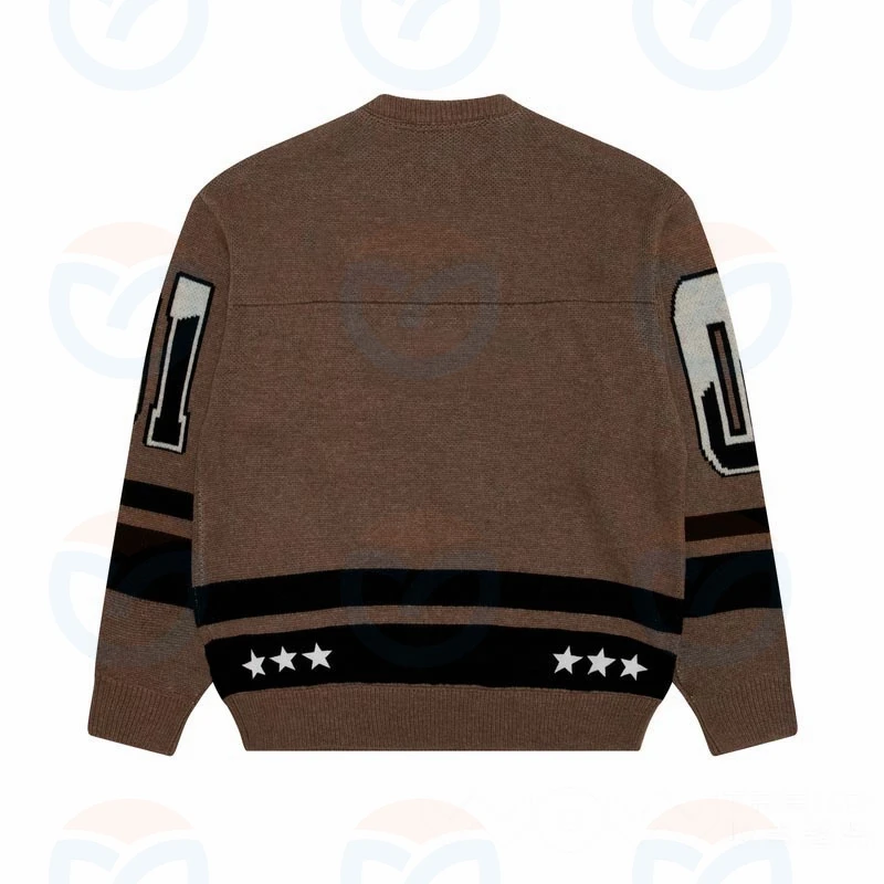 Custom OEM wool Intarsia knit jacquard pullover Embroidery logo knitted cotton oversized knitwear sweater for man
