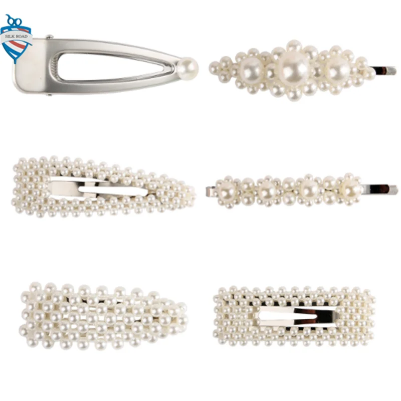 Newest Design Luxury Imitations Pearl Hair Clips Round Shape Square Shape Triangle Shape Star Pearl Hairpin Hair Clips
