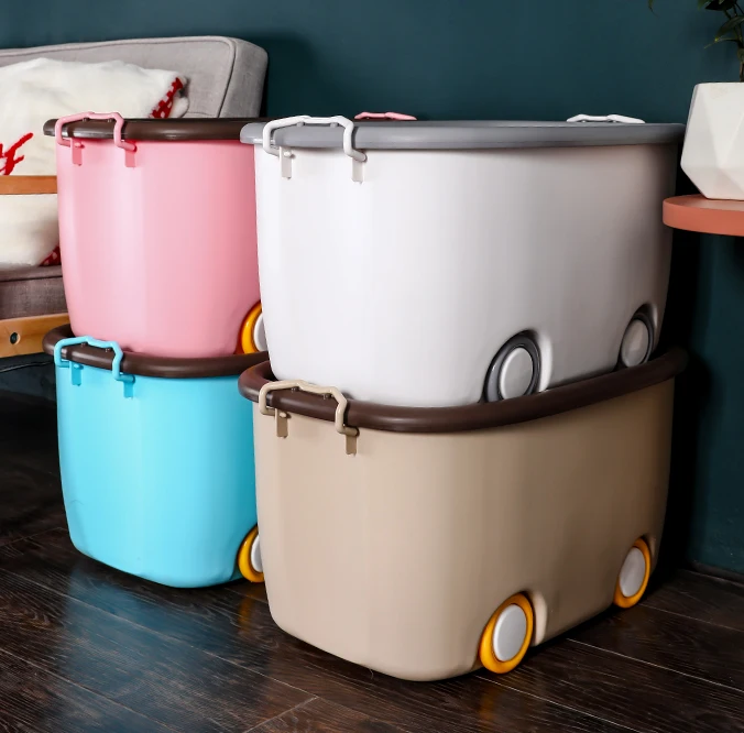 
China Suppliers PP Material Plastic Storage Box With Wheel 