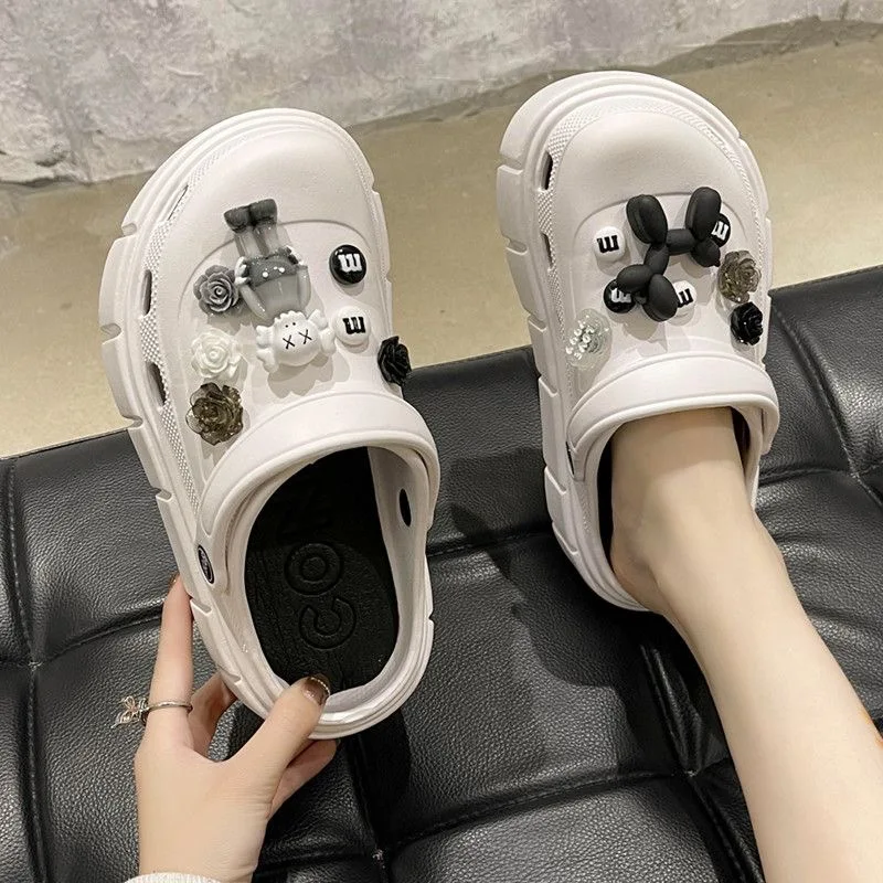 Оптовая продажа, патчи для медсестер, черные женские классические сабо из ЭВА для лета, женская обувь