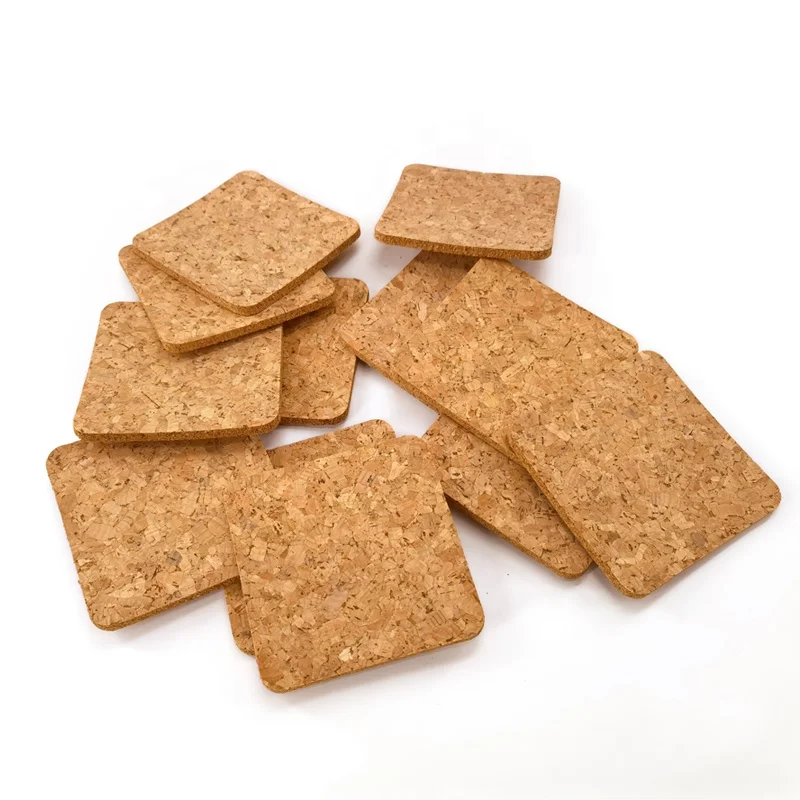 Mini pallet drink coffee cup coaster high quality custom blank plain round square shape solid cork wood coaster