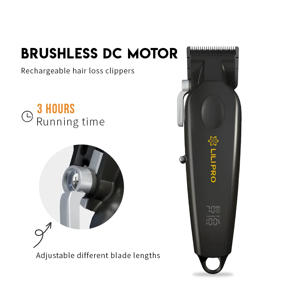 LILIPRO L51M51 Professional Hair Clippers BLDC Motor Cordless Barber Hair Cutting Kit Clippers Blades with Charging Base