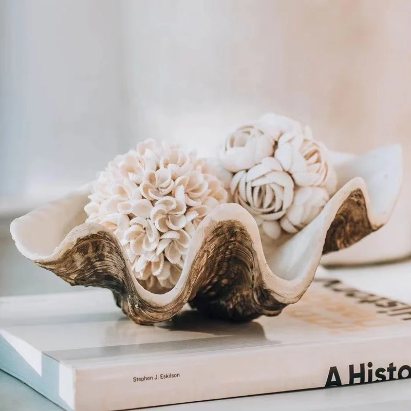 Handmade Sea Shell Flower Ball Wedding Bouquet Natural Shell&Conch Beach Wedding Decor Handmade Coastal Home Decor