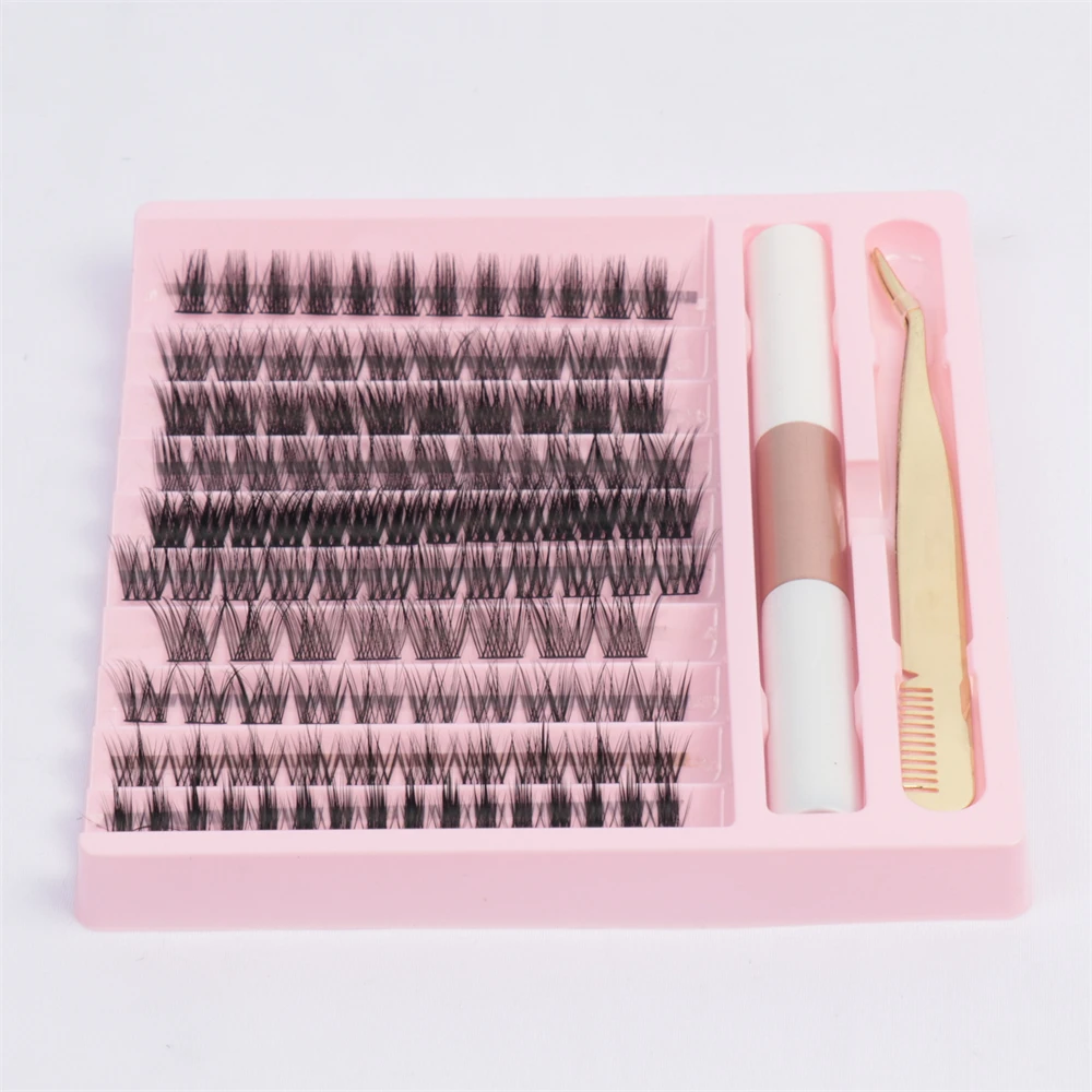 INICE extra strong diy eyelash extension glue sealant kit private label segmented eyelash extension kits diy pre-cut lashes