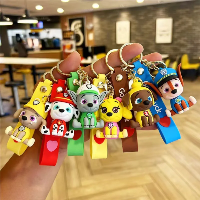 Accessories wholesale pvc rubber 3D cute anime keychain pendant cartoon keychains paw patrol key chains