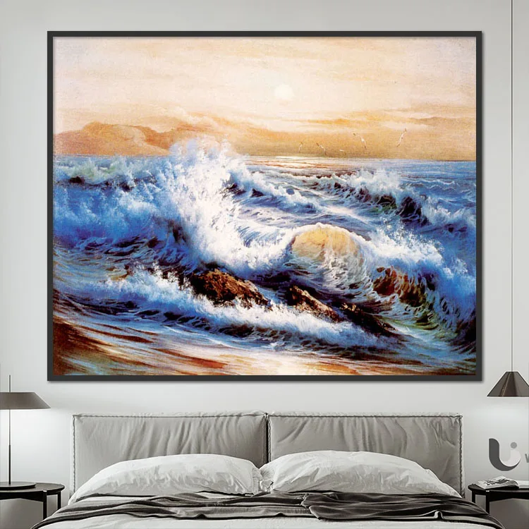 New Home Decoration Wall Art Seascape Diy Painting By Numbers Handpainted Seascape Oil Painting