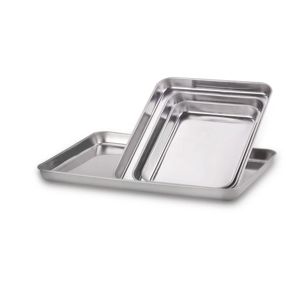 Bulk japanese stainless steel tray custom fruit bbq metal serving trays wholesale for restaurant