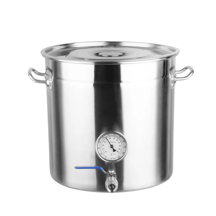 Large Capacity Induction Cooking Pot Stainless Steel Beer Brewing Equipment With Thermometer