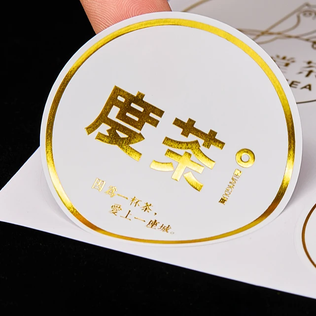 Self Adhesive Customized Printing Clear Gold Foil Stickers Transparent Logo Label