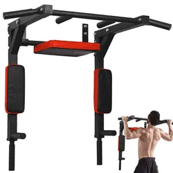 Wellshow Sport Wall Mounted Pull Up Bar Multifunctional Chin Up Bar Dip Stand for Indoor Home Gym Workout Power Tower Set