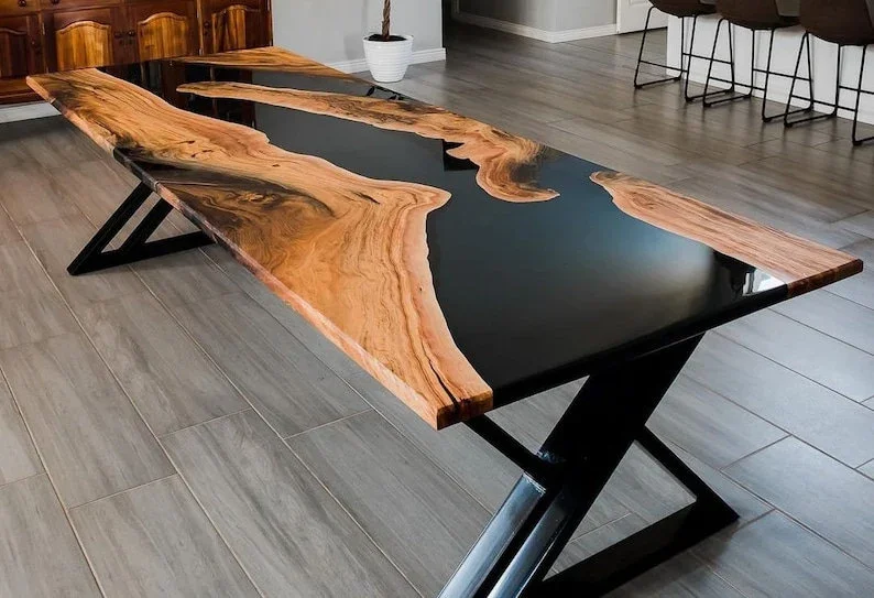 Personalized Waterfall River Coffee Table Live edge epoxy Resin Wood Coffee Table