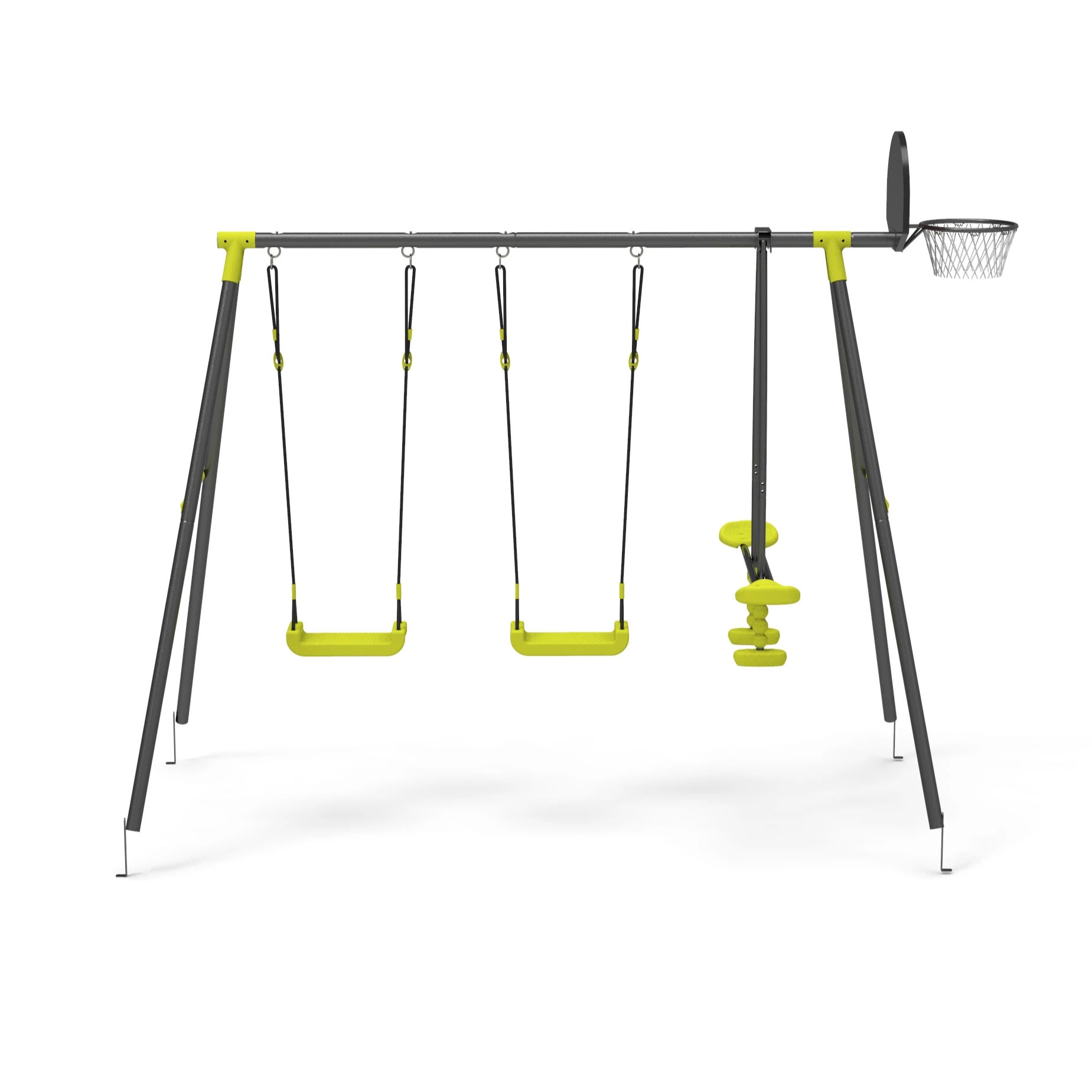 XIUNAN XNS008 mental plastic double patio swings and face to face  toy swing set playground with Kids BasketBall Backboard