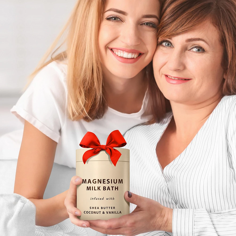 Coconut & Vanilla Moisturize Soften Skin Creamy Magnesium Milk Bath Soak Powder Infused with Shea Butter