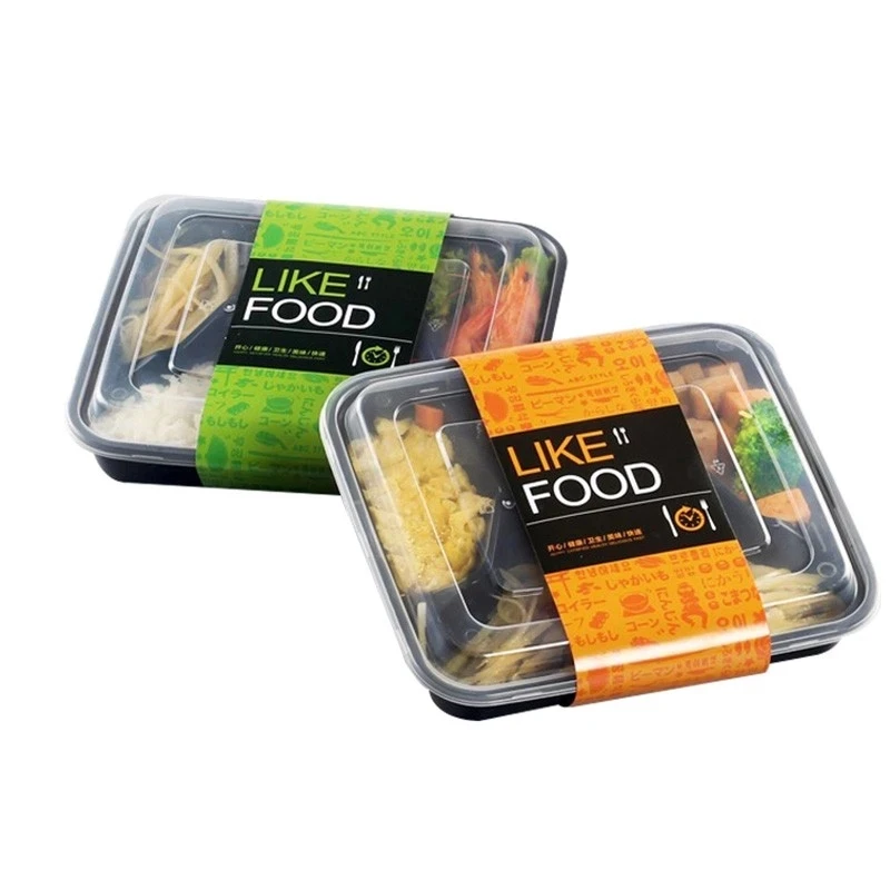 Custom Printed Recycled Paper Cardboard Wrap Around Label Ready To Eat Prep Meal Food Packaging Sleeve for Bowl Container