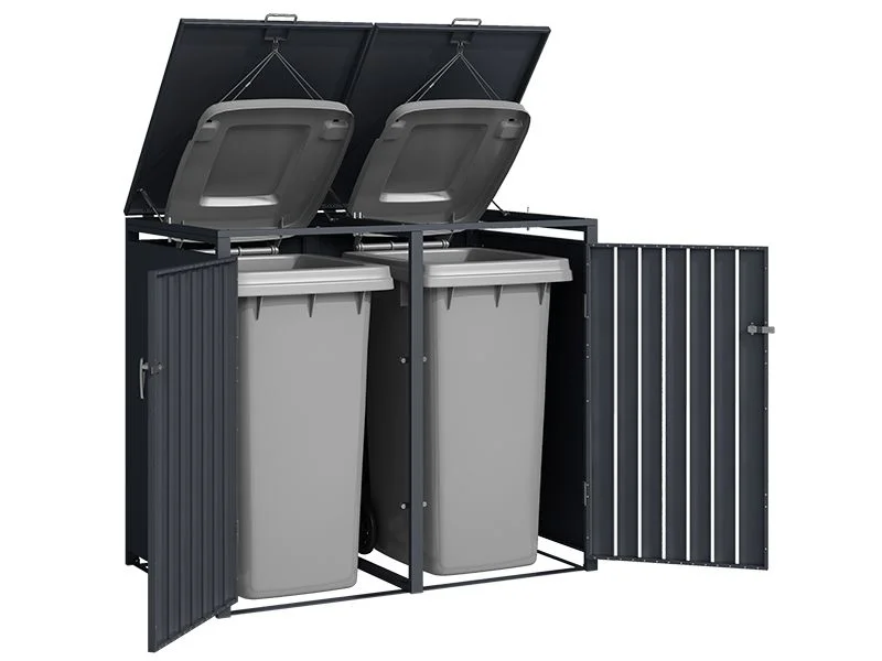 Outdoor Galvanized Steel Trash Can Enclosure  1 bin Garbage Can Storage