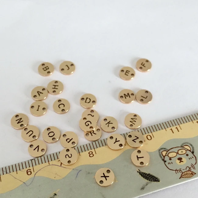 CF048 Round Shape 14K Gold Filled Letter Charm Connector Alphabet A to Z Initial Pendant For Jewelry Making
