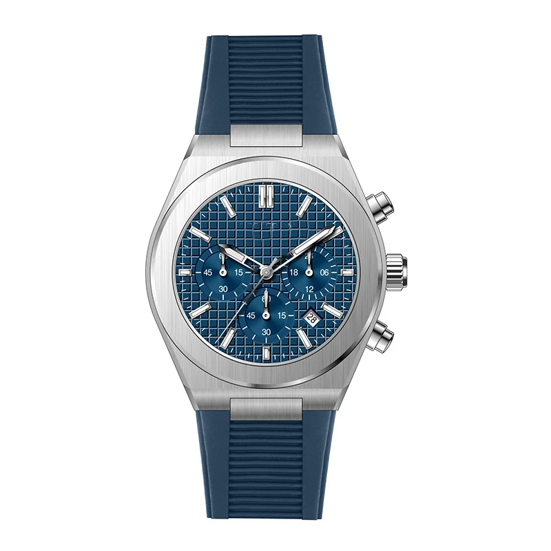 High quality wholesale custom low moq luxury all 316l stainless steel Japan quartz vk64 chronograph rubber watch man for sale