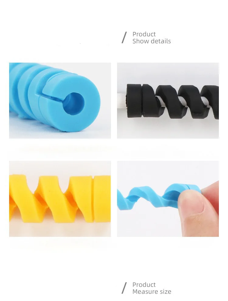 DS2344 Cable Protector Universal Silicone Data Cable Spiral Winder Wire Cord Organizer Cover for USB Charger Cable Cord