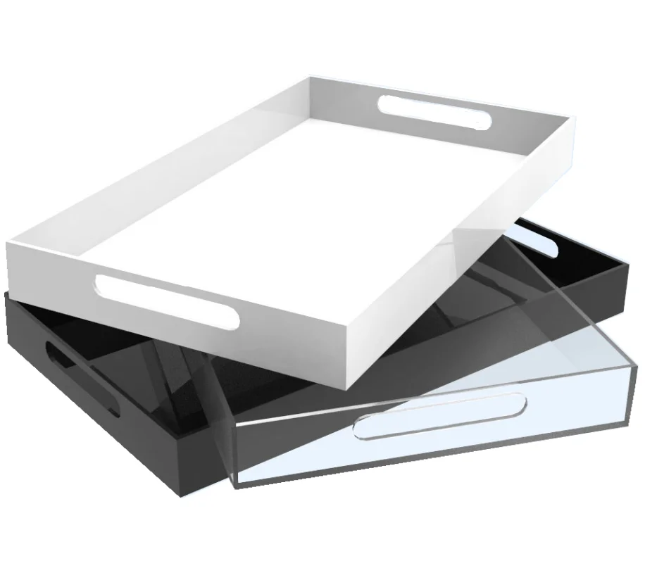 Custom restaurant home rectangular acrylic trays for kitchen tray