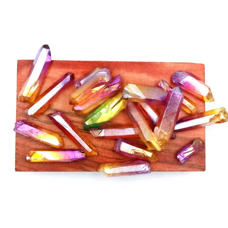 Wholesale bulk colorful raw tiny angel aura quartz crystal points for jewelry pendant making