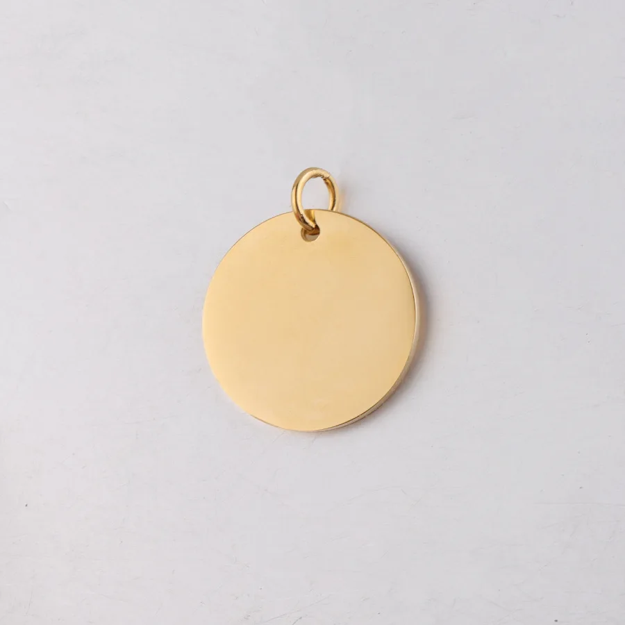 22mm Mirror Polished Round Stainless Steel Engraved Logo Stamping Blank Charms