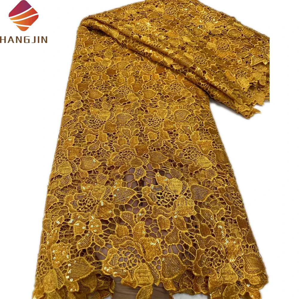 Nigerian Wedding Milk Silk Guipure Laces Embroidery African Cord Lace Fabric With Sequins For Senegal Women Dresses