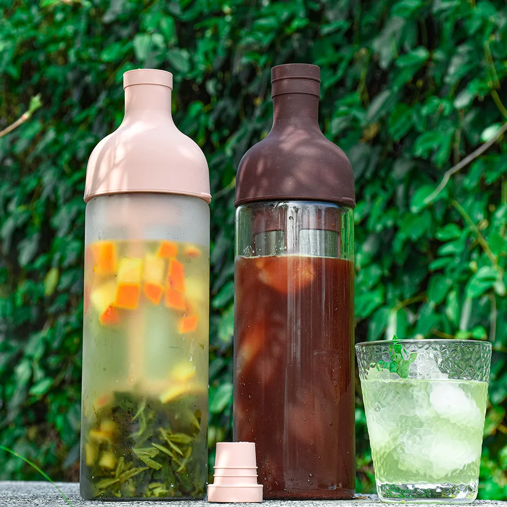 Silicone Lid Sealed Cold Foam Fruit Teapot Glass Cup Coffee Cold Brew Outdoor Portable Cold Water Bottle