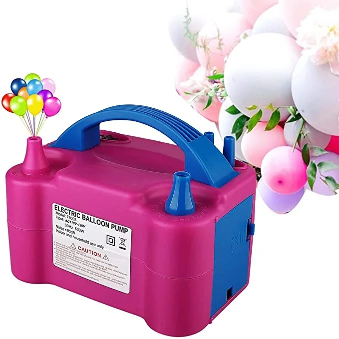 Hot selling Portable Dual Nozzle Fushia Rose Red Electric Balloon Blower Pump electric balloons pump