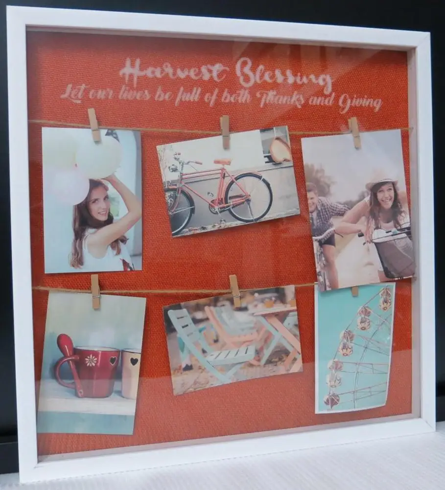 Fashionable High Quality Background Linen 6 Clip DIY White Environmental Protection Plastic Photo Frame