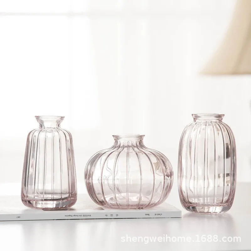 Wholesale Glass Vase Desktop Small Vase Living Room Decoration Can Be Customized Colors