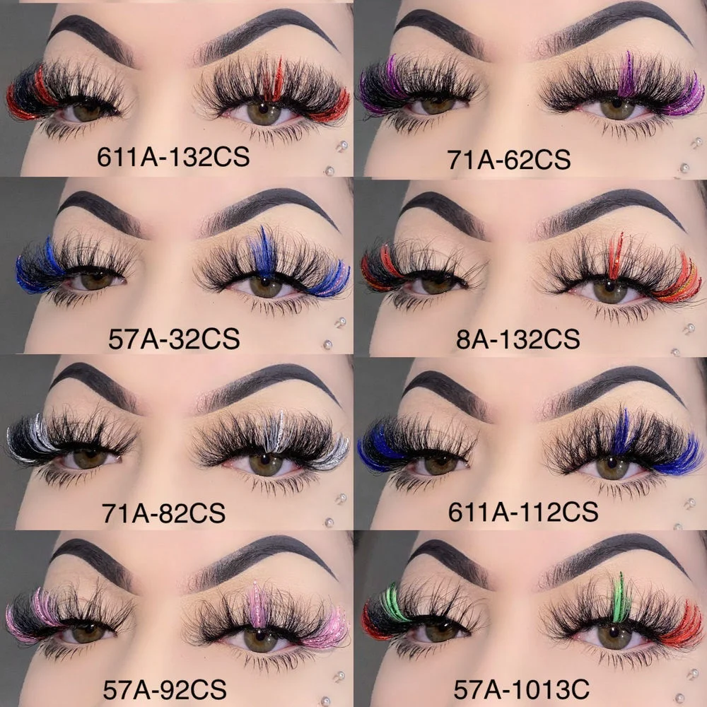 Красочные 25 мм ресницы 3D норковые этикетки Lashes3d цветные полоски с ресницами