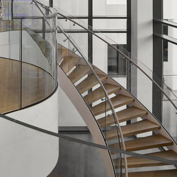 Foshan Stair Railing Indoor Wood Tread Circular Spiral Staircase