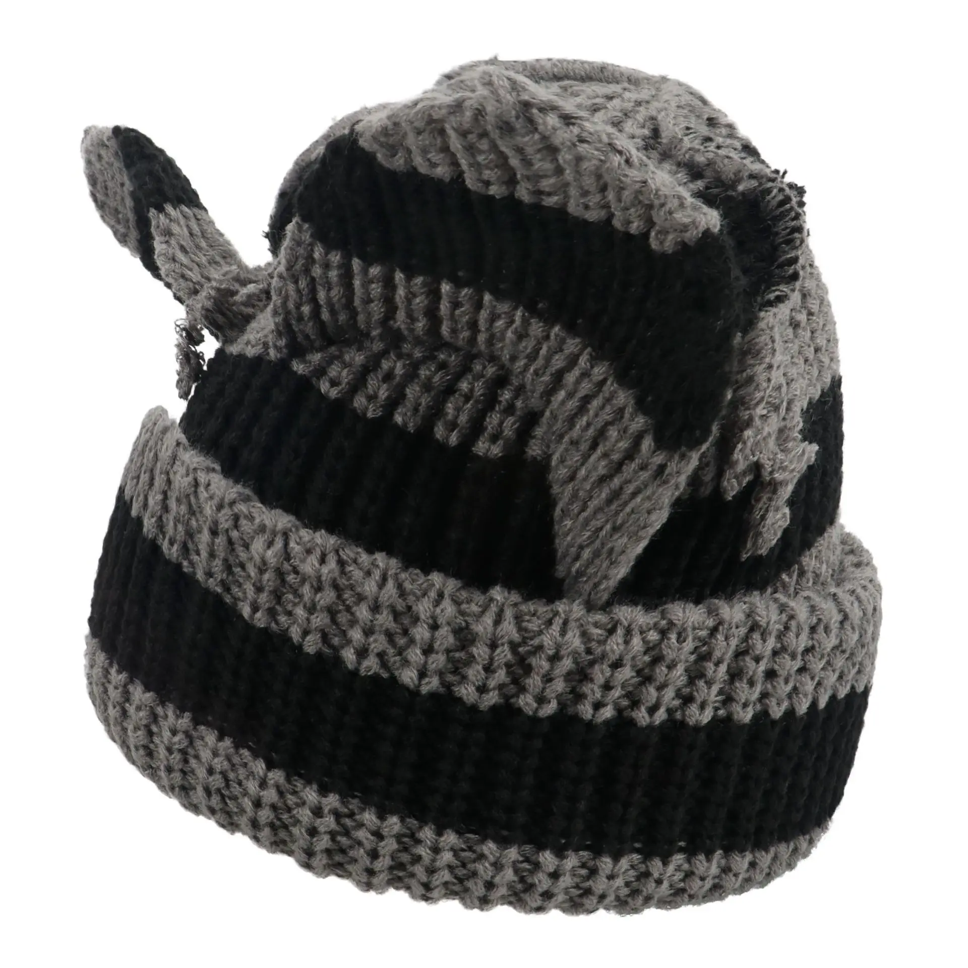 2024 Ears Knitted Hat Winter Warm  Hat Large Head Loose Pullover Hat