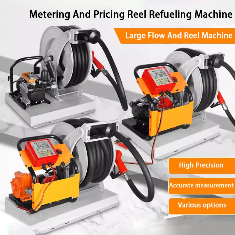 Cavitt Electric 12V/24V/220V Portable Fuel Pump 550W Fuel Reel Dispenser Diesel Pump With Fuel Gun And 10M Hose Reel