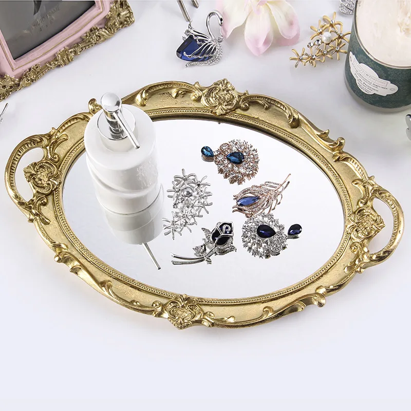Home Hotel Decoration European Style Plastic Resin Mirror Trays
