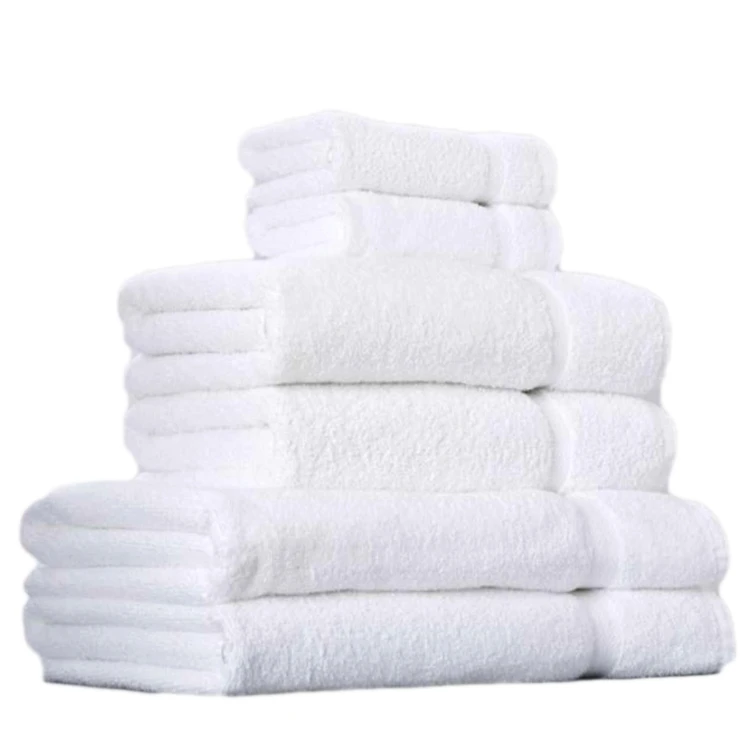 
Wholesale high quality bath towels 16s 21s Custom Logo 100% cotton luxury white hotel collection bath towel and hand towel set 