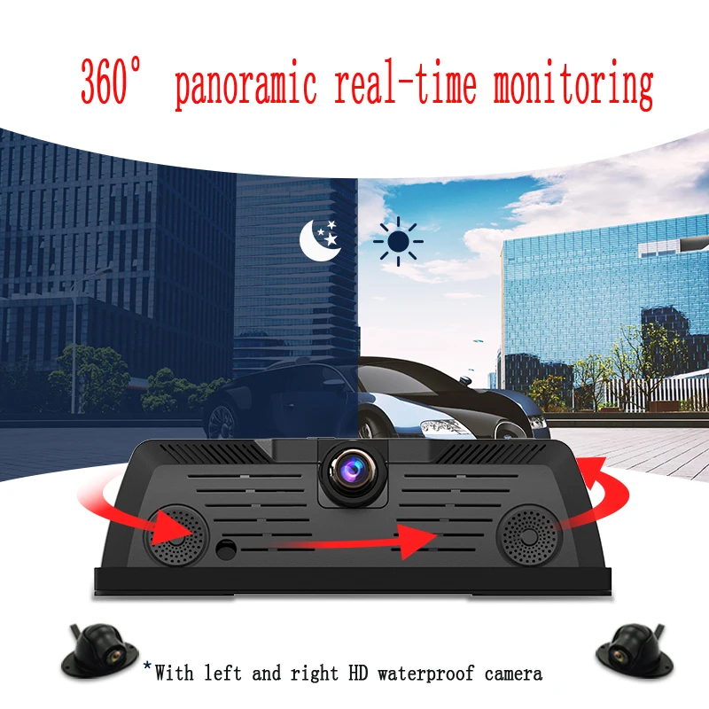 
4G WiFi Android ADAS Car DVR Dash Cam 10 inch Full HD 1080P 4 Lens 2GB+32GB Video Recorder with GPS Navigation Vehicle Camera 