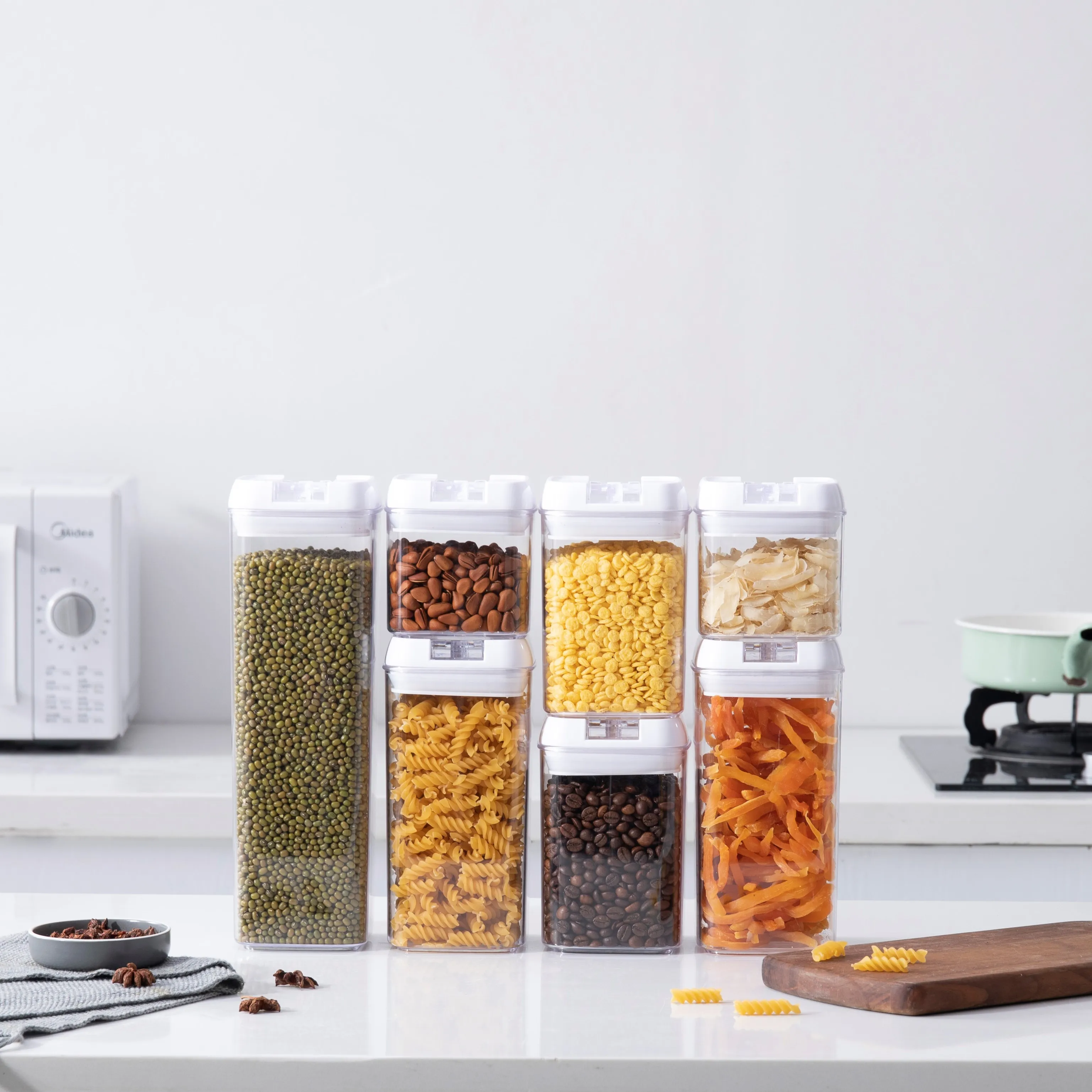 7-Piece Set of BPA Free Air Tight Food Clear Containers for Pantry Organization Storage Box Snacks and Nuts Dry Goods Containers