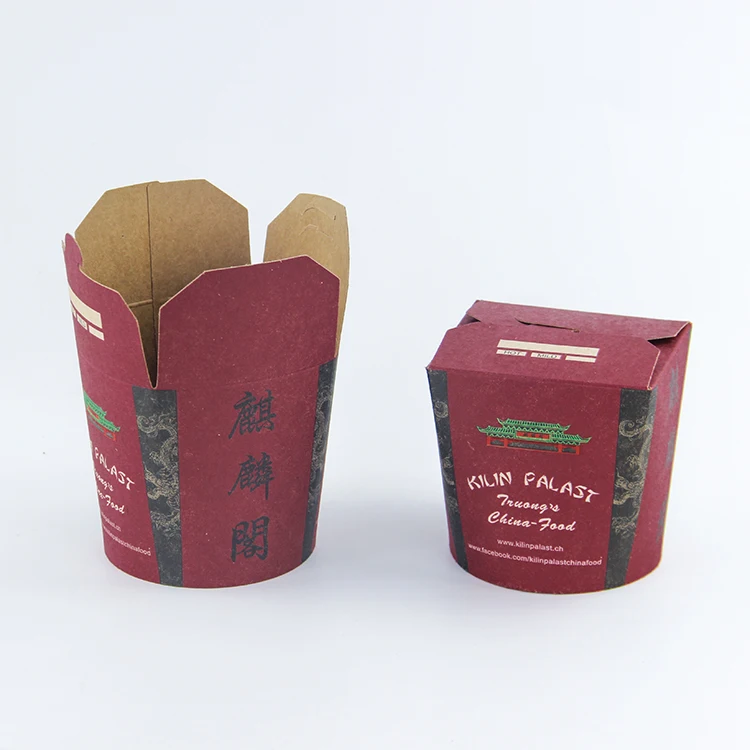 Disposable Custom Logo Printed Kraft Paper Food Noodle Container Take Away Doner Kebab Packing Box