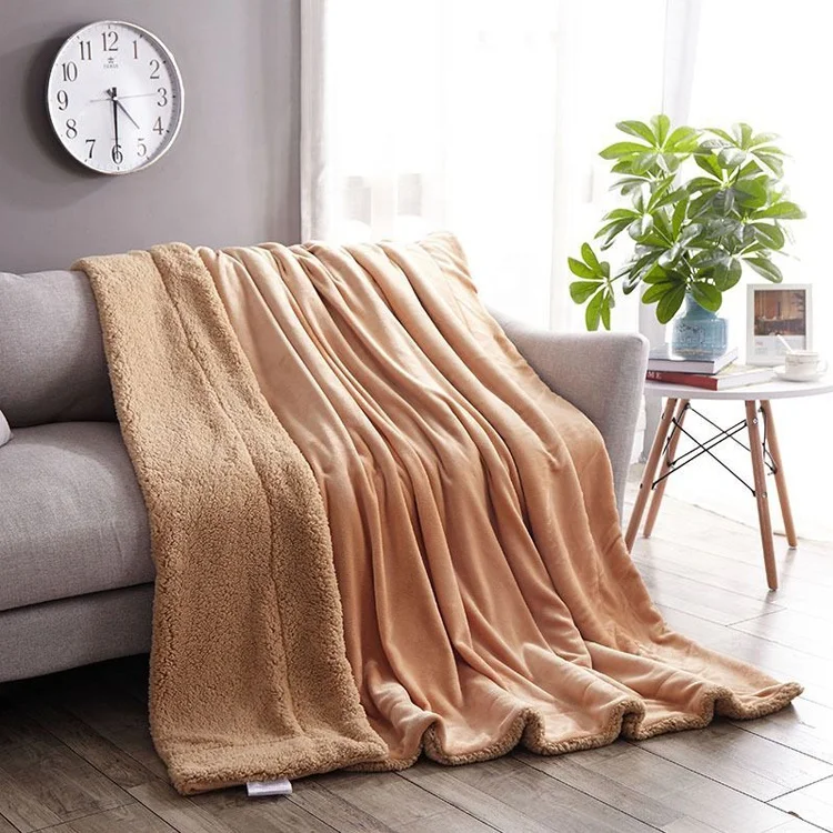 
wholesale knitted printed square flannel fleece sherpa blanket 
