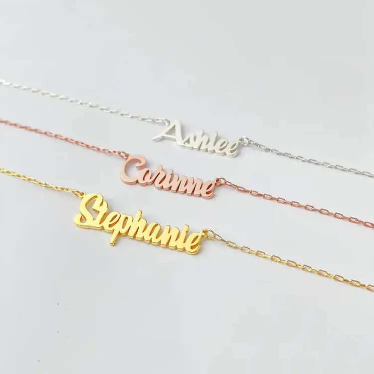 Wholesale Jewelry 14K 18K 24K Letter Pendant Silver Necklace Custom My Stainless Steel Personalized Gold Name Plated Necklace /